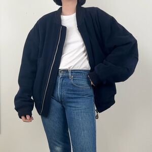Boss Hugo Boss Navy Blue Oversized Boyfriend Bomber Jacket